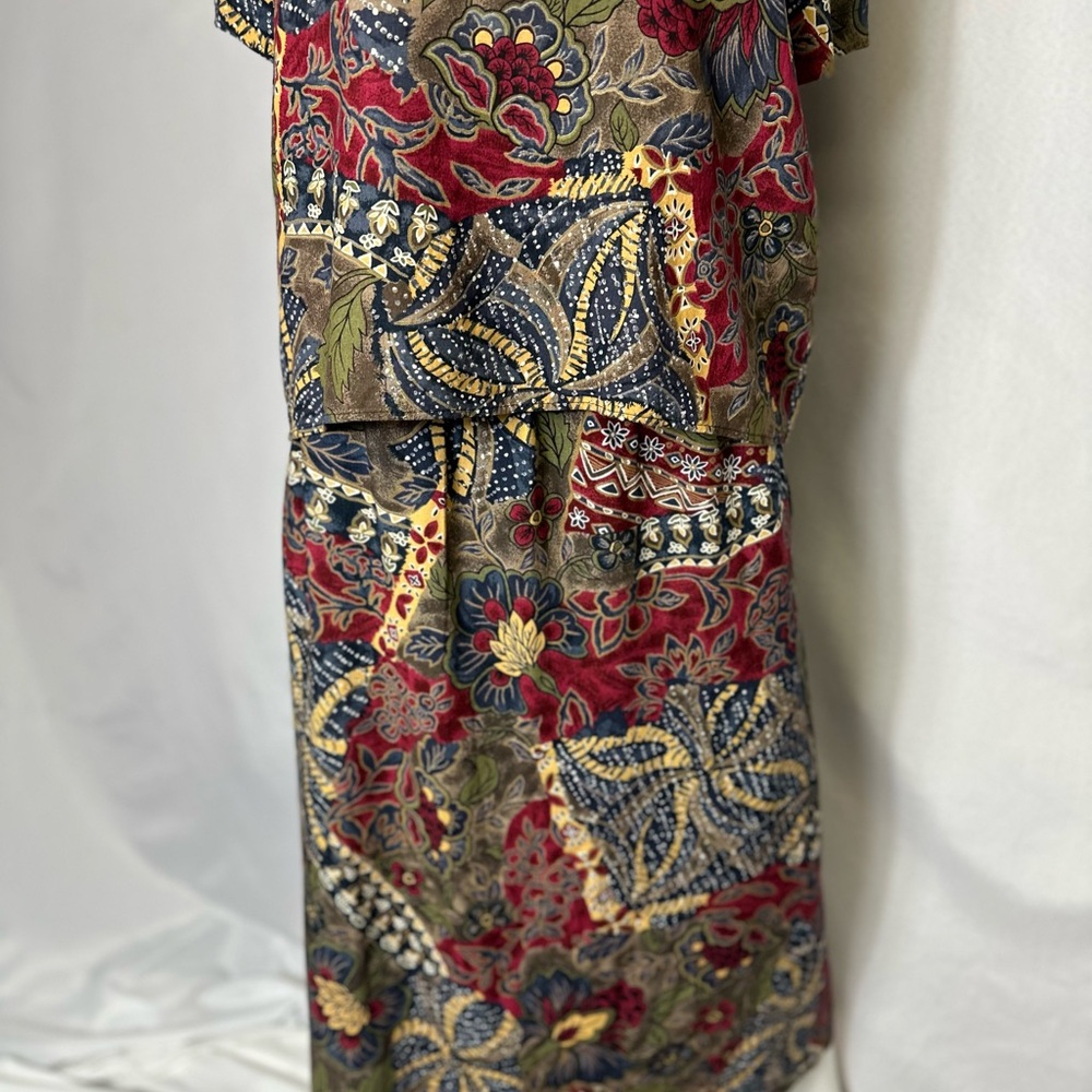 VINTAGE SAG HARBOR SKIRT SET SIZE LARGE Multicolored Rayon - Picture 3 of 7